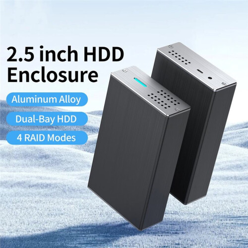 Gabinete  de 2,5 Polegadas com Duas Baias, USB 3.0,  I/II/III, para HDDs e SSDs, com Suporte A UASP 1