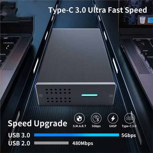 Gabinete  de 2,5 Polegadas com Duas Baias, USB 3.0,  I/II/III, para HDDs e SSDs, com Suporte A UASP 2