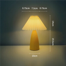 Retro Table Lamp Pleated Bedroom Bedside Lamp High End Imitation Wood Grain Decorative Atmosphere Night Light A