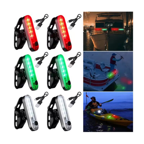 6 Pcs LED Boat Navigation Light Type-C Charging Sailing Signal Lamp 4 Mode Waterproof Safety Warning Light 1