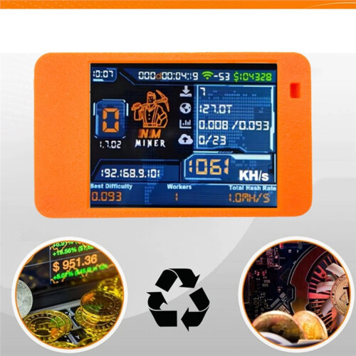 Minerador Solo de Bitcoin e Criptomoedas NMMinerNerdMiner BTC de 1060KH/S com Tela Colorida de 2,8 Polegadas para Uso Doméstico e em Escritórios 1