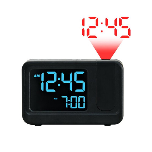 Digital Multifunctional Projector Alarm Clock Simple LCD Electronic Clock Bedside Alarm Table Mute Alarm Clock Black 1