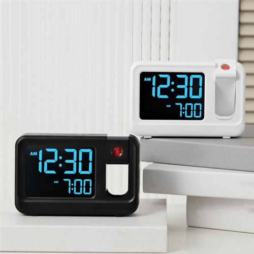 Digital Multifunctional Projector Alarm Clock Simple LCD Electronic Clock Bedside Alarm Table Mute Alarm Clock Black 2