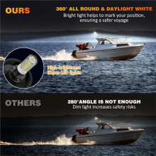 Luz de Âncora de 12 Polegadas para Barcos, Luzes de Popa LED À Prova D'Água IP67, Luzes de Navegação Traseiras Dobráveis Brancas