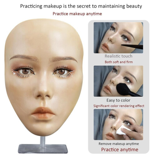 Silicone Makeup Mannequin Face, Practice Board for Eye Makeup, Eyeliner & Eyeshadow Simulation 2