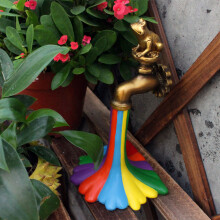 Garden Frog Faucet Statue Rainbow Resin