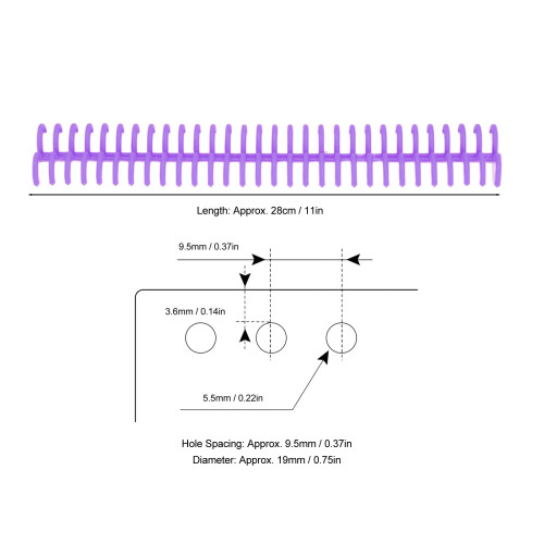 10PCS Purple 19mm Comb Binding Spines for A4/A5, 150 Sheets 1