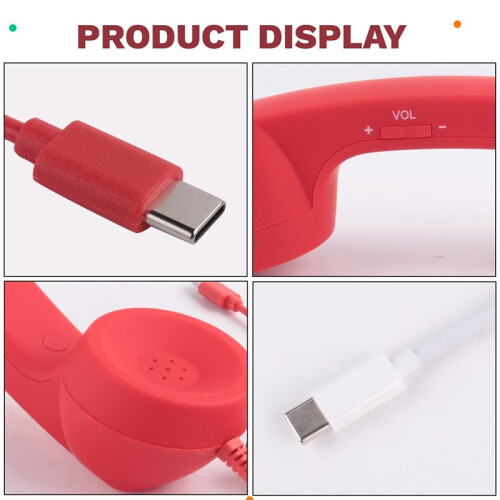 Retro Telephone Handset Receivers Headphones for Phone,Tablet, Headset ,USB-C Interface,with Answer Button, for Elderly 1