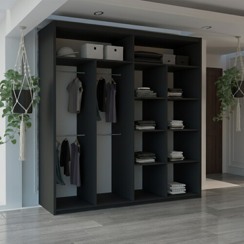 (Black, 203cm) Winnipeg Modern Sliding Wardrobe 2