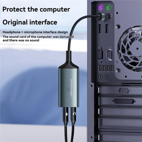 USB Sound Card External USB Sound Adapter USB to 3.5mm Headphone Microphone Speaker Audio Interface for Laptop Computer 1