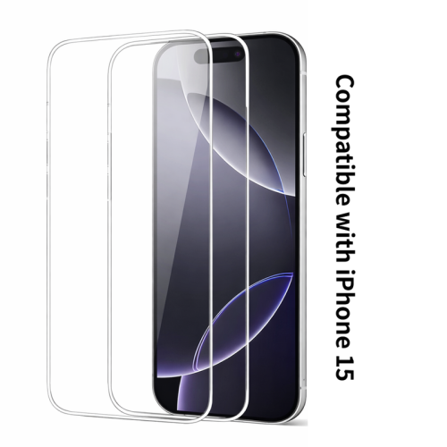 iPhone 15 Screen Protector Tempered Glass HD Clear Anti Scratch Protective Film Case Friendly 2 Pack