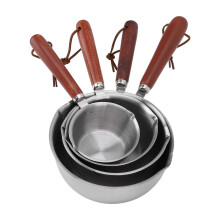 Juego de 4 ollas para verter aceite - Acero inoxidable, mango de madera