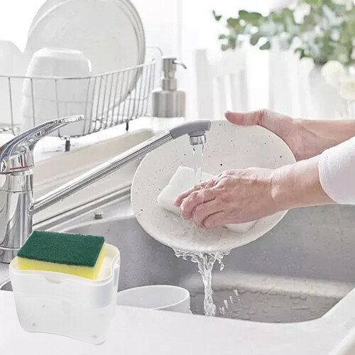 Plastic Push Soap Dispenser, 30g, White, Labor Saving Kitchen Sink Accessory