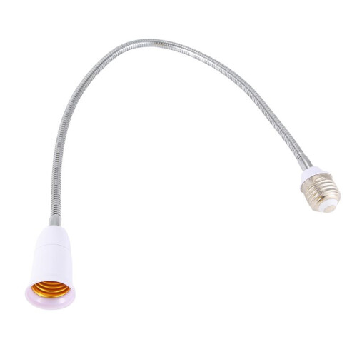 E27 to E27 Light Lamp Bulb Flexible Extension Adaptor Converter (White,60cm)