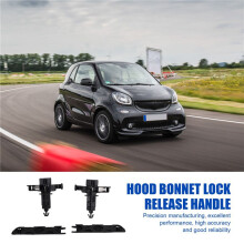 2Set Automobile Front Hood Bonnet Lower  Lock & Lock Release Handle Set for  for Fortwo 451 2013-2014