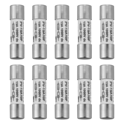 10 Pcs 1000 VDC Fuse Solar PV Explosion-proof Fuse Silver - 15A
