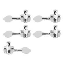 5Pcs Guitar Accessory Vintage Open Bass Guitar Tuning Keys Pegs Machine Heads Tuners Black 1L4R for 5 Strings Bass Silver