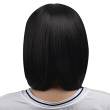 Natural Short Straight Bob Wig Synthetic Hair For Women 40cm Heat Resistant Female Fake Hair With Bangs Mapof Beauty Short Liu Hair Wig Black