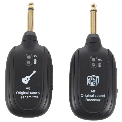 UHF Guitar Wireless System Transmitter Receiver Built-in Rechargeable
