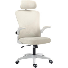 Ergonomic Mesh Office Chair with Flip-Up Arms Beige