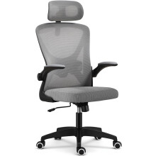 Ergonomic Mesh Office Chair with Flip-Up Arms Grey