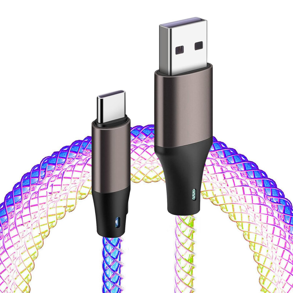 1M 66W Rgb Led Usb To Usb C Fast Charge Cable Light 742406937978