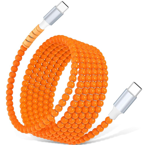 2m Orange Beaded 60W USB C Fast Cable
