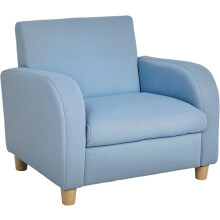 Kids Linen Armchair Wood Toddler Chair Blue