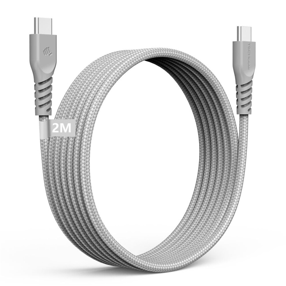 2M Braided 60W Usb C Fast Charge Cable Silver 742406938159
