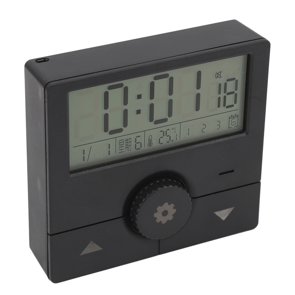 Led Electronic Clock With Alarm, Temp, Date, Week, Black 7661385091712