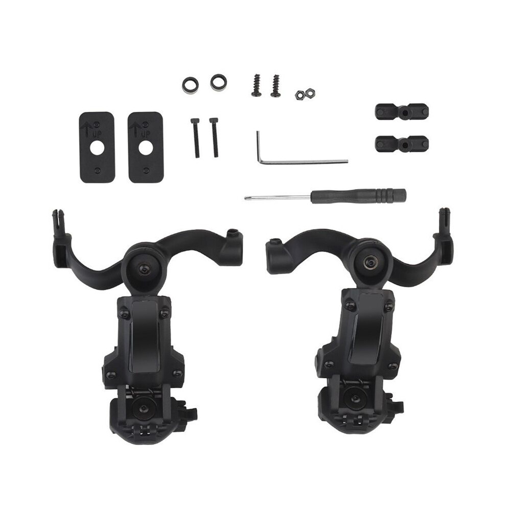 Tactical Headset Holder Helmet-Mounted Accessory Rail Adaptor Kit Adjustable Pickup Noise Canceling Holder, Set A 4711834824545