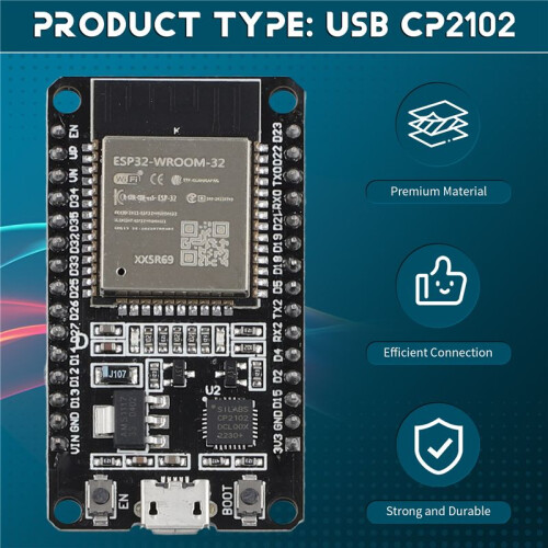 5 PCS ESP32 WROOM-32 Development Board USB CP2102 Ultra-Low Power Consumption Dual Core Wireless Module 2