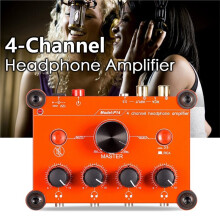 P14 4-Channel Headphone Amplifier DC12V Studio Headphone Distributor 3.5mm Stereo 19 DB Gain UK Plug
