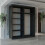 (Black, 150cm) Winnipeg Modern Sliding Wardrobe 3