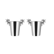 2X Edelstahl-Eiskübel, Hirschkopfgriff, Isolierter Eiskübel, Weinkübel Champagnerkübel für Paties und Bar (S)