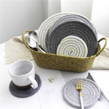 16 Pcs Drink Coasters with Holder, 4 Colors Absorbent Coasters for Drinks, Minimalist Cotton Woven Coaster Set for Home