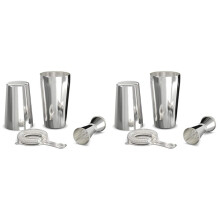Cocktail Shaker Set: Professional Boston Shaker, Cocktail Strainer and Jigger Set. 8 Piece Premium Stainless Steel