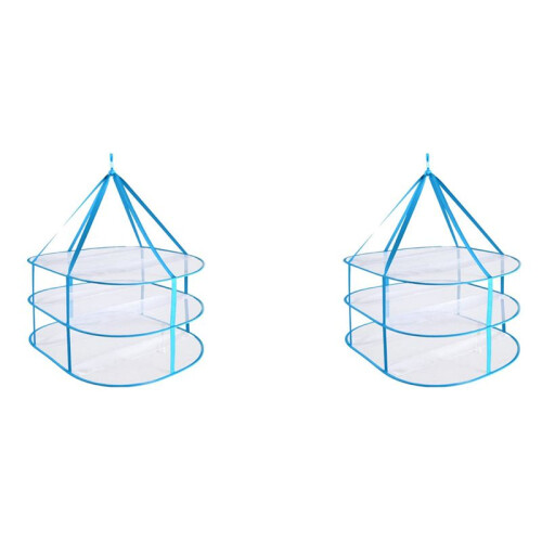 2X 3-Tier Portable Mesh Clothes Hanging Dryer, Foldable Sweater Drying Rack, Collapsible Hanging Laundry Rack