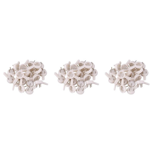 60 Pcs Plastic Heavy Wall Picture Frame Hooks Hangers 3-Pin Small White