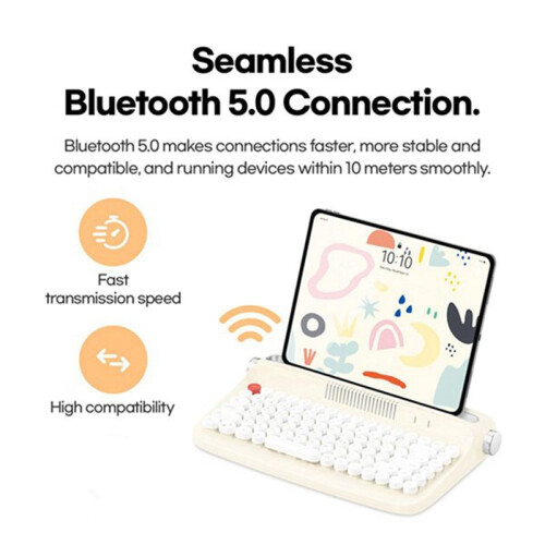 Wireless Keyboard Office Typewriter Mechanical Feel Tablet Universal Retro Round Keycap Notebook Keyboard,A 2