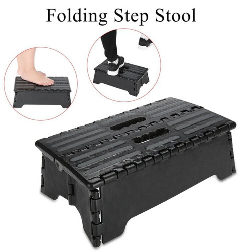 Portable Folding Step Stool Black Step Ladder for Elderly Pregnant Bathroom Travel Use Elderly Step 1