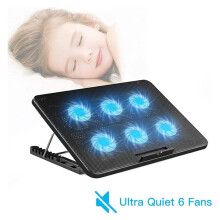Laptop Cooling Pad Laptop Cooler with 6 Quiet Fans 7 Height & Wind Speed Adjustable 2 USB Port & Phone Holder