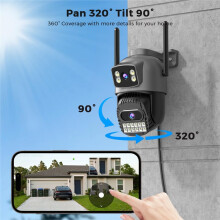 10MP 4K Wifi-Kamera Utomhus Dubbellins AI Människoidentifiering 2.4Ghz/5Ghz Dubbelband Säkerhets-IP-Kamera Hemsäkerhet EU-Kontakt