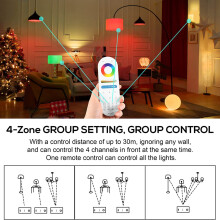 LM091 4-Zone 2.4G RF Remote Control Compatible with RGBW CCT RGB LED Dimming Controller Touch Screen 4 Channel