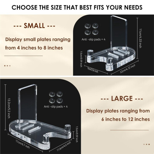 2 Pack Plate Stands for Display, Adjustable Acrylic Display Stand, Photo Frames & Artwork - Clear Stable Holder 2