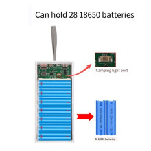 DIY 28x18650 Batterijhouder 10W Powerbankhouder Batterijen Afneembare Opbergdooshouder met Campinglamp Wit