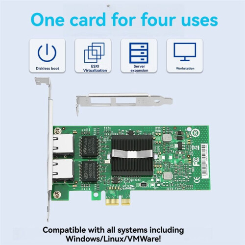 PCIe 2 Port Gigabit Ethernet Network Card Adapter I82576 Chip RJ45 Server for Desktop PC Windows 10/11, and Linux 1