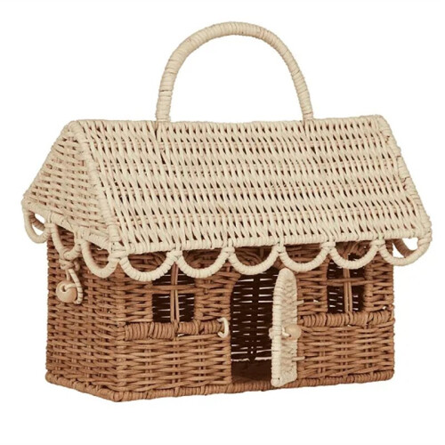 2pcs Small House Rattan Baskets, New Year Gift Baskets, Packaging Boxes, Candy House Woven Gift Baskets 2