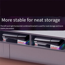 For PS5 Slim/Pro Stand with Light Modes, 4 USB Hubs - Enhanced Storage & Display Black
