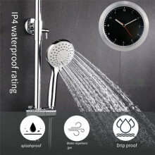 Washroom Kitchen Clock Clock Waterproof Bathroom Clock LCD Digital Display Clock Detector No Punching Clock Black